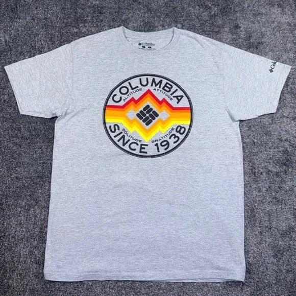 Columbia Sportswear T-Shirt Mens Large Gray Graphic Altitude Attitude 1938 Tee - Picture 2 of 9